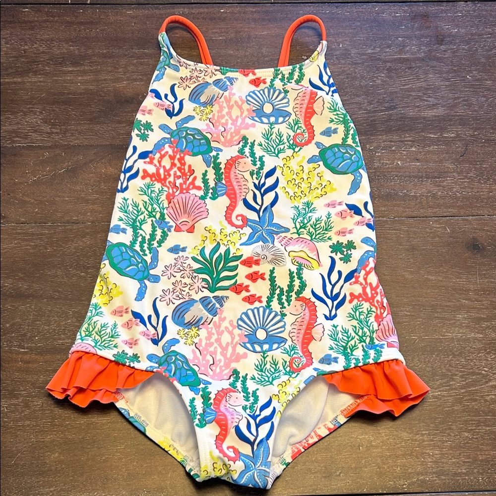 Mini Boden Sea Creatures Multi Colored One-Piece Swimsuit
